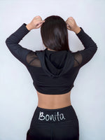 Hoodie Negra Bonita & Fitness | Crop Top