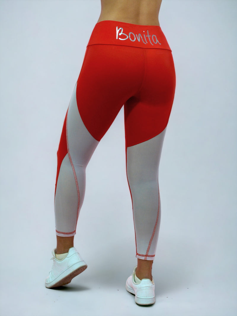 Conjunto Deportivo Mujer con Sports Bra + Leggings Rojos