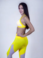Conjunto Deportivo Mujer Sports Bra + Leggings Amarillo Bonita